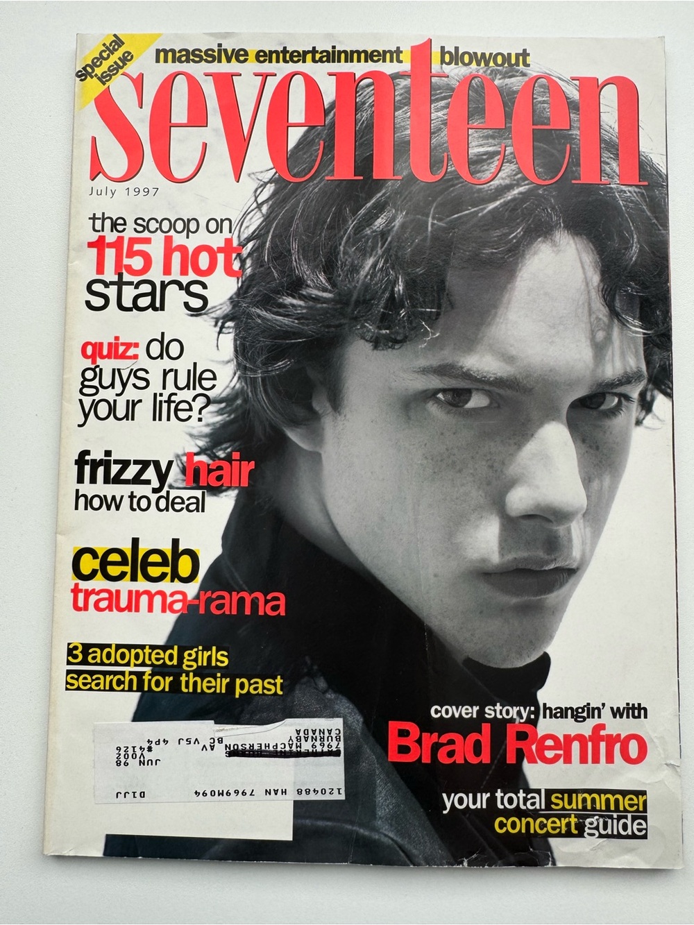 Seventeen 17 Teen Magazine July 1997 Brad Renfro